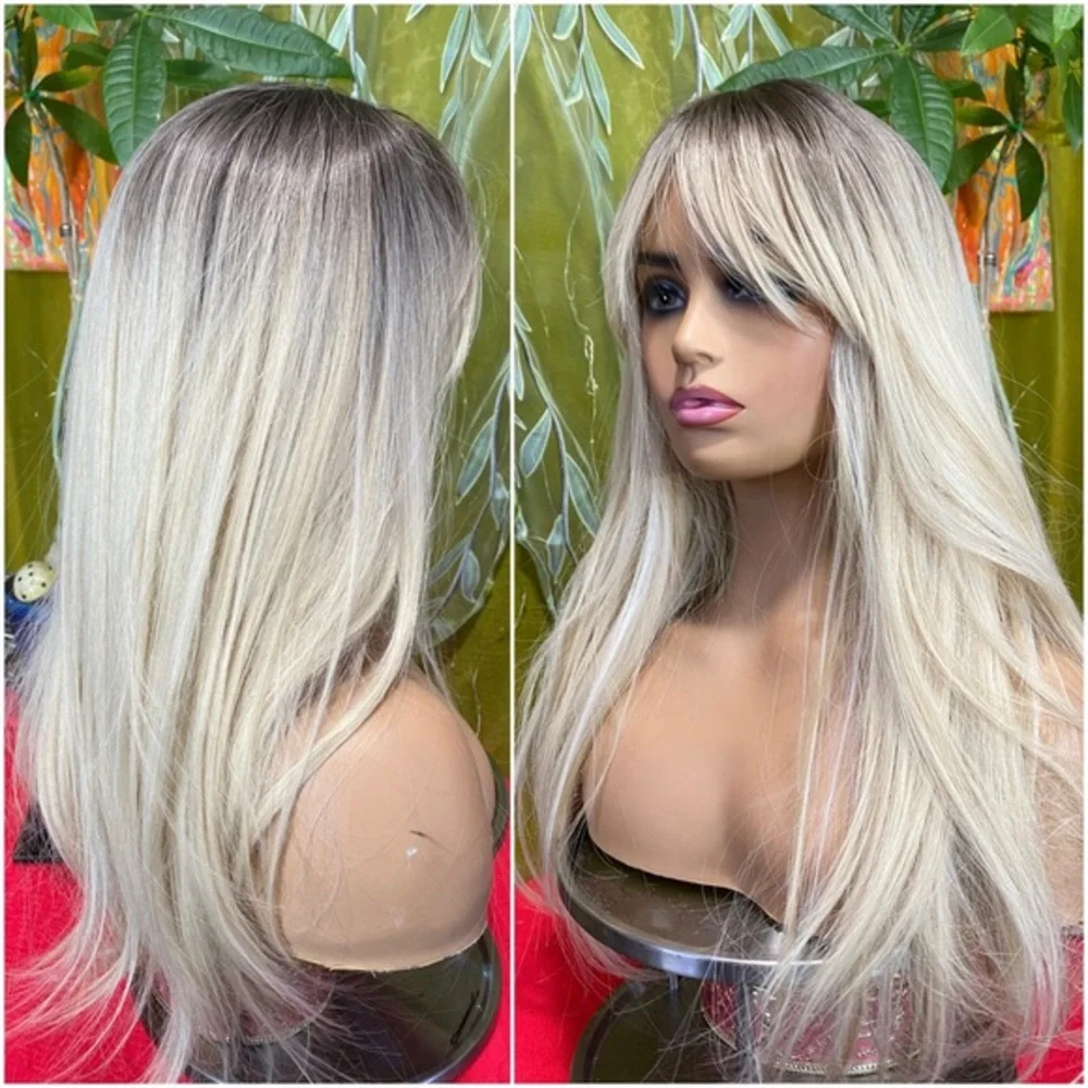 platinum blonde wig with roots